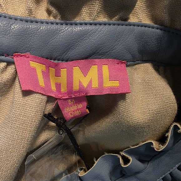 THML Reagan Top In Vegan Leather Slate Blue NWT - Size M - Picture 9 of 11